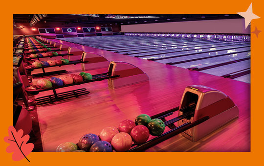 Colorful bowling lanes and bowling balls