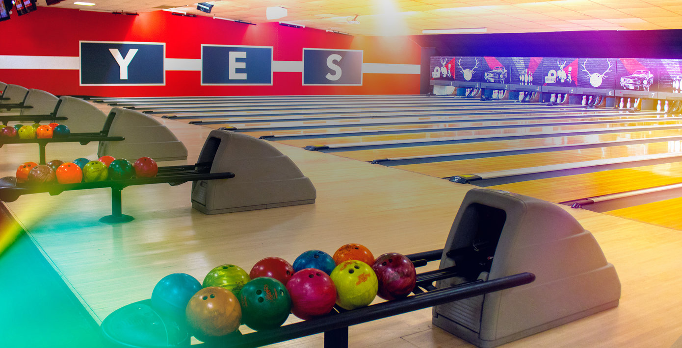 Bowling Lanes And The Word Yes On Wall